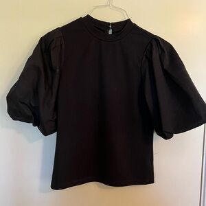 Habitual black knit top with cute puff sleeves, girls size 14.